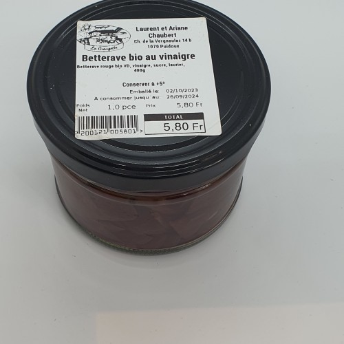 Betterave au vinaigre Bio maison 400g